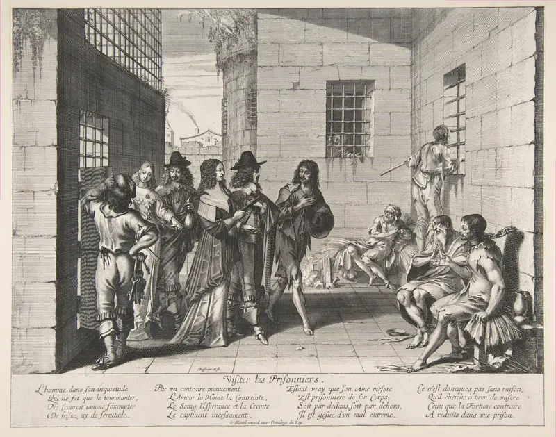Visiting Prisoners, from "Acts of Mercy" (Les Oeuvres de Miséricorde) Wall Art by Abraham Bosse - High-Resolution Digital Print