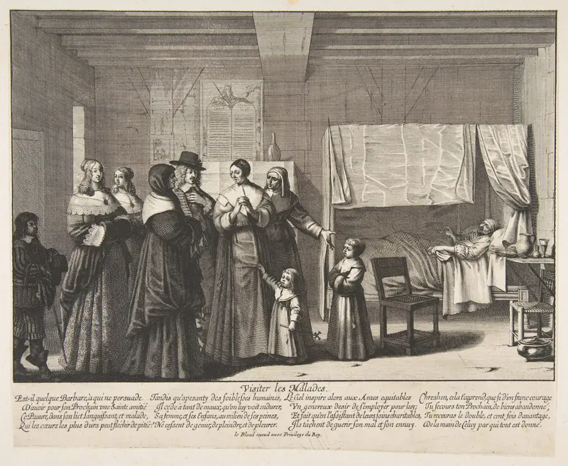 Visiting the Sick (Visiter les malades), from "Acts of Mercy" (Les Oeuvres de Miséricorde) Wall Art by Abraham Bosse - High-Resolution Digital Print