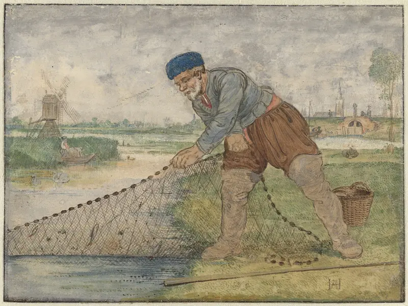 Visser die zijn net ophaalt Wall Art by Hendrick Avercamp - High-Resolution Digital Print