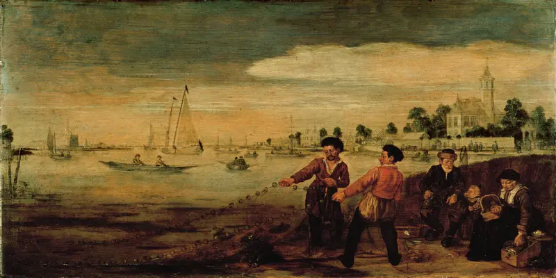 Vissers aan de Amstel te Amsterdam in de nabijheid van het buiten 'De Pauwentuin' Wall Art by Unknown - High-Resolution Digital Print