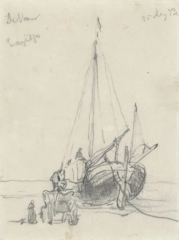 Vissersboot op het strand Wall Art by Johannes Bosboom - High-Resolution Digital Print
