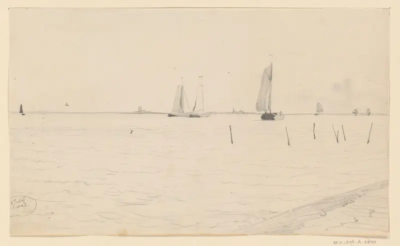 Vissersboten op het water, vanaf de oever Wall Art by Willem Anthonie van Deventer - High-Resolution Digital Print