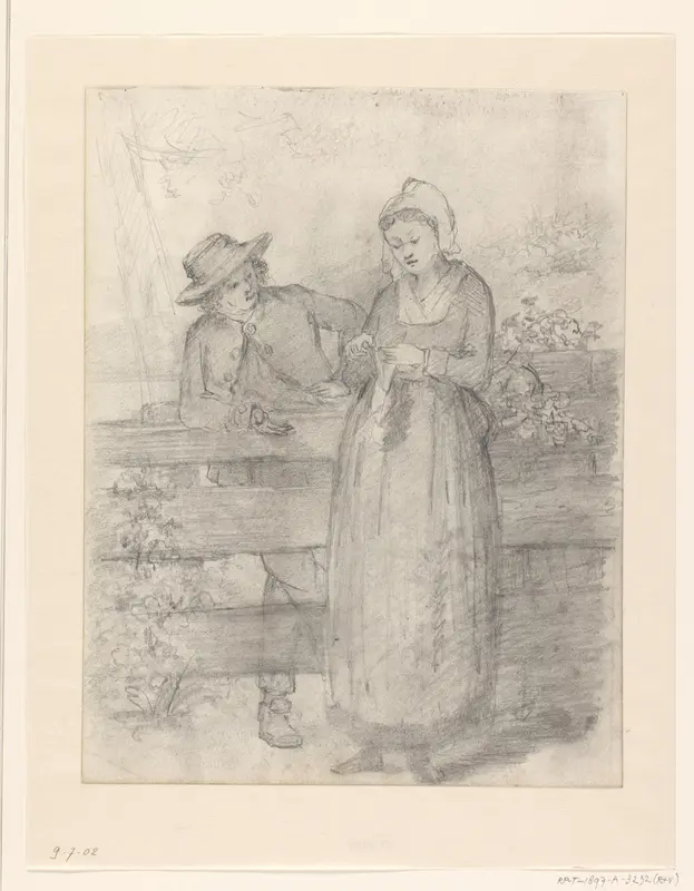 Vissersmeisje en een vissersjongen Wall Art by Hendrik Valkenburg - High-Resolution Digital Print