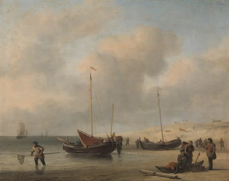 Vissersschepen aan het strand Wall Art by Willem van de Velde (II) - High-Resolution Digital Print