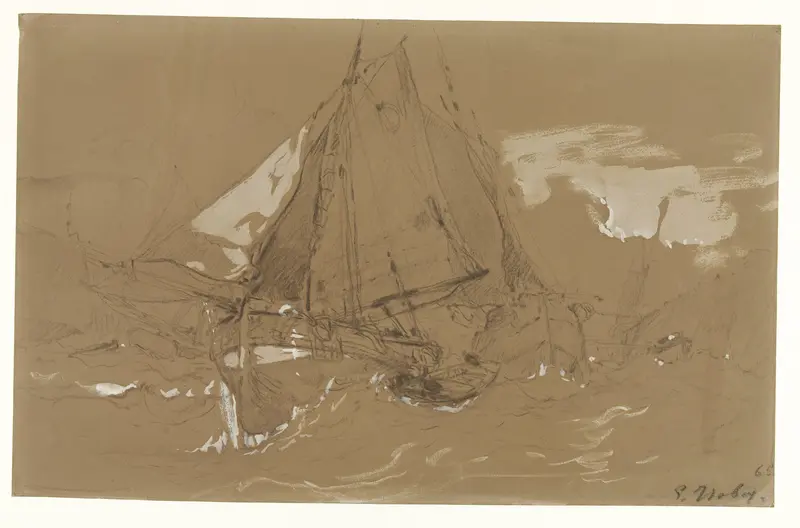 Vissersschuit in een storm Wall Art by Eugène Isabey - High-Resolution Digital Print