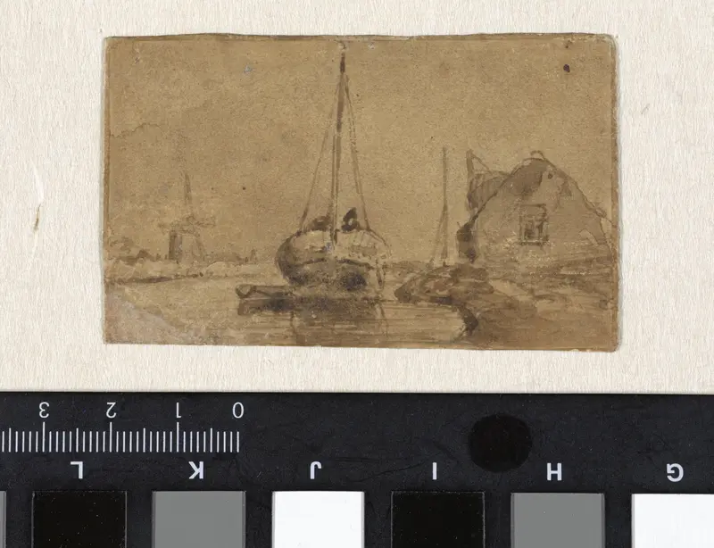 Vissersschuit in een vaart, van achteren gezien Wall Art by Johan Barthold Jongkind - High-Resolution Digital Print