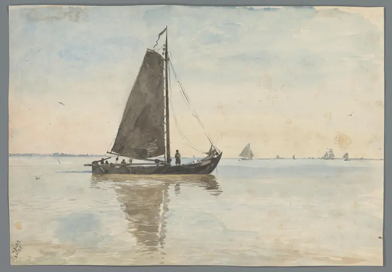 Vissersschuit op het water Wall Art by Willem Anthonie van Deventer - High-Resolution Digital Print