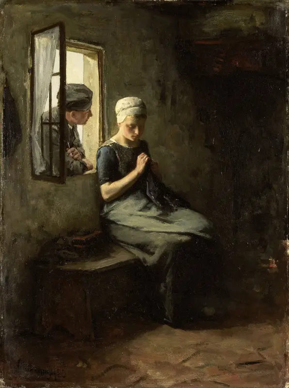 'Vissersvrijage' Wall Art by Albert Neuhuys (1844-1914) - High-Resolution Digital Print
