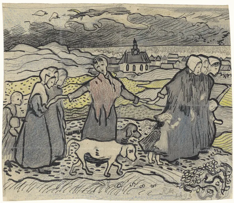 Vissersvrouwen in de duinen Wall Art by Richard Nicolaüs Roland Holst - High-Resolution Digital Print