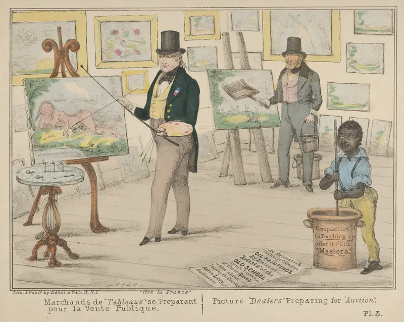 Vive la France, Marchands de "Tableaux" se Preparant pour la Vente Publique / Picture "Dealers" Preparing for "Auction" Wall Art by Alfred E. Baker - High-Resolution Digital Print