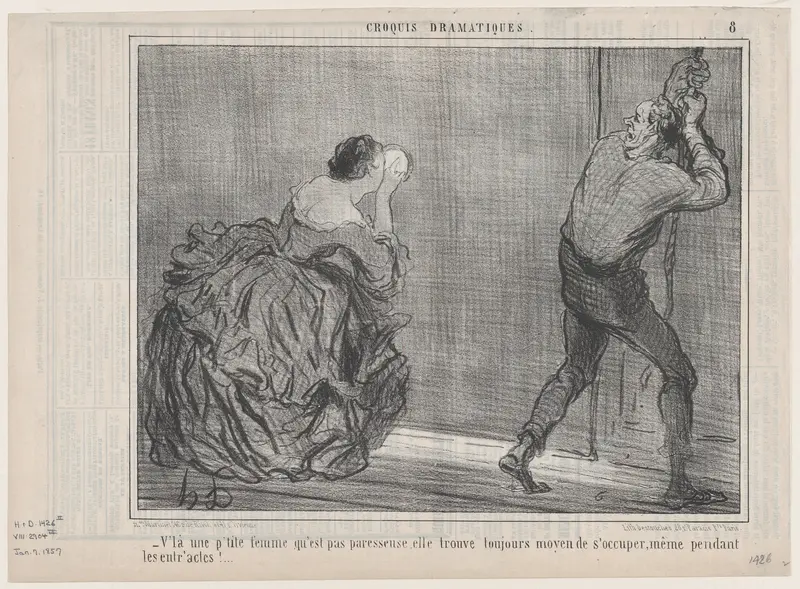 V'la une p'tite femme qu'est pas paresseuse..., from "Croquis Dramatiques" Wall Art by Honoré Daumier - High-Resolution Digital Print