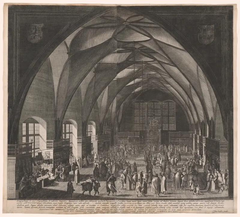 Vladislav Hall, Prague Castle, the Annual Fair Wall Art by Aegidius Sadeler, II - High-Resolution Digital Print