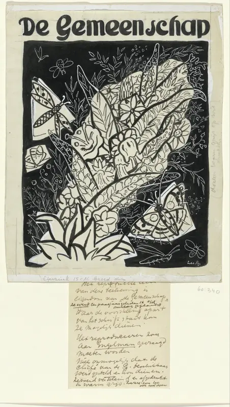 Vlinders vliegen rond bladeren en bloemen Wall Art by Unknown - High-Resolution Digital Print