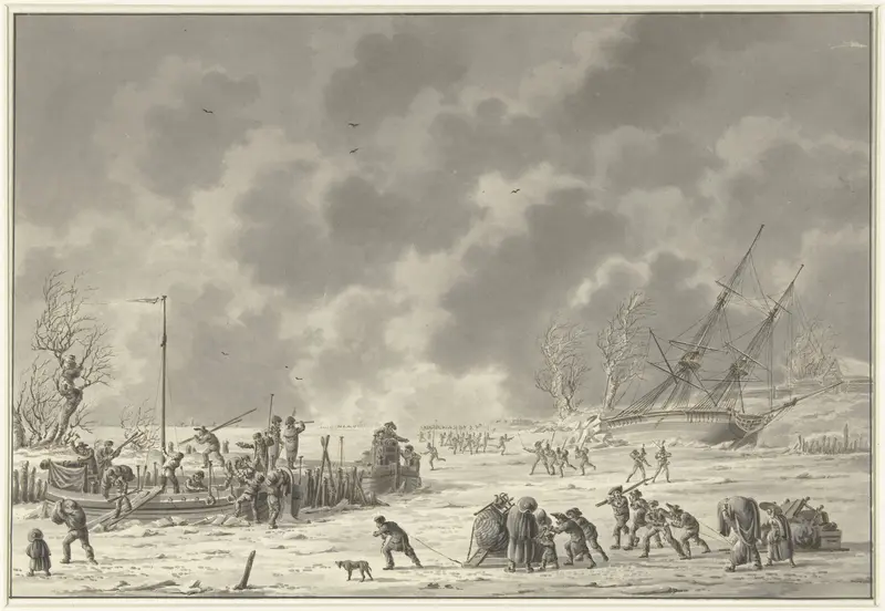 Vluchten van de Landzaten te Texel, januari 1795 Wall Art by Dirk Langendijk - High-Resolution Digital Print
