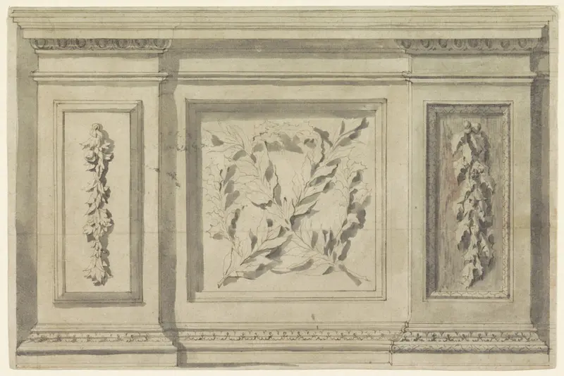 Voetstuk met bladmotieven Wall Art by anonymous - High-Resolution Digital Print
