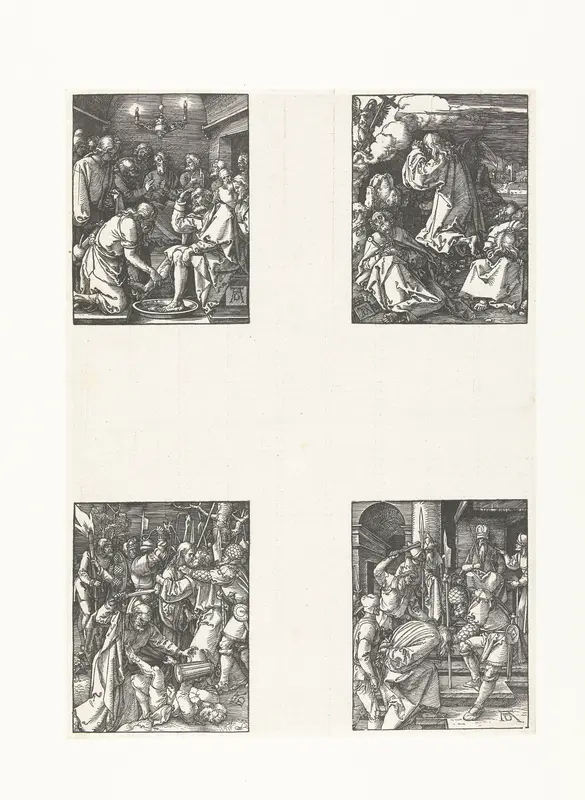 Voetwassing, Christus op de Olijfberg, Gevangenneming, Christus voor Annas Wall Art by Unknown - High-Resolution Digital Print