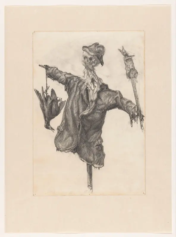 Vogelverschrikker met dode kraai Wall Art by Unknown - High-Resolution Digital Print