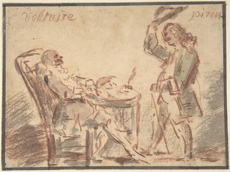 Voltaire and Piron Wall Art by Claude Gillot - High-Resolution Digital Print