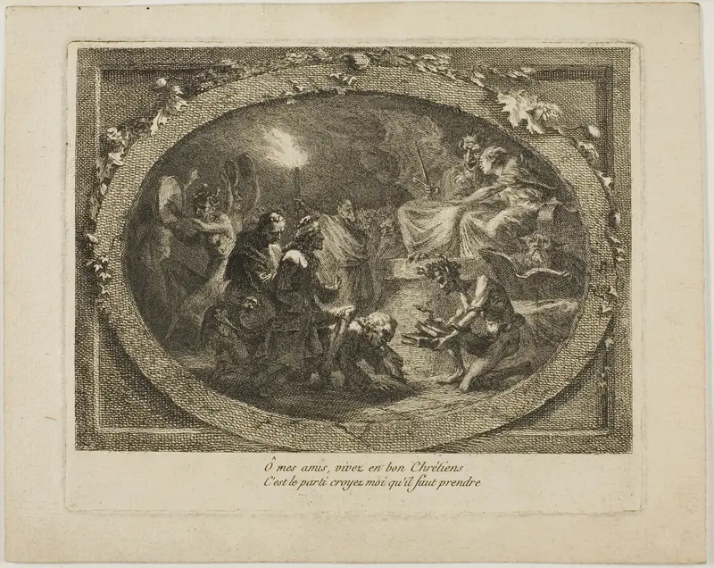 Voltaire Arriving in Hell Riding Jean-Jacques Rousseau