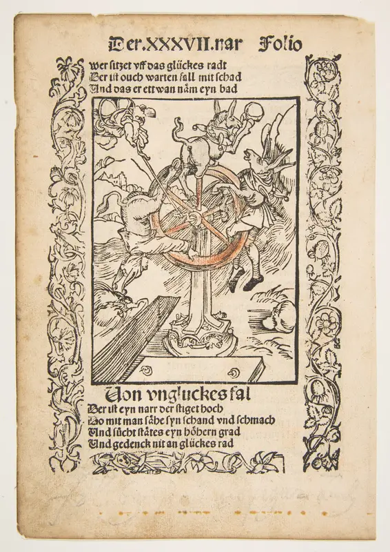 Von Ungluckes Fal, title page chapter 37 from "Sebastian Brandt, Das Narrenschrift" Wall Art by Albrecht Dürer - High-Resolution Digital Print