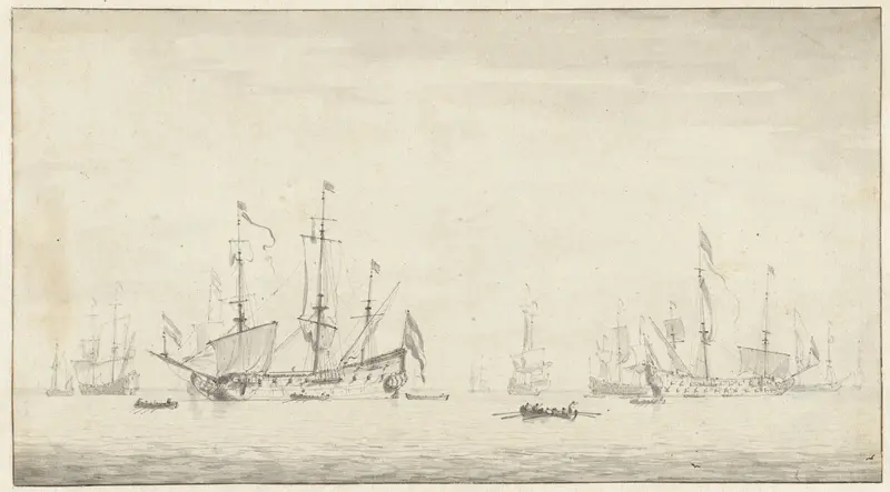 Voor anker liggende schepen Wall Art by Willem van de Velde (II) - High-Resolution Digital Print