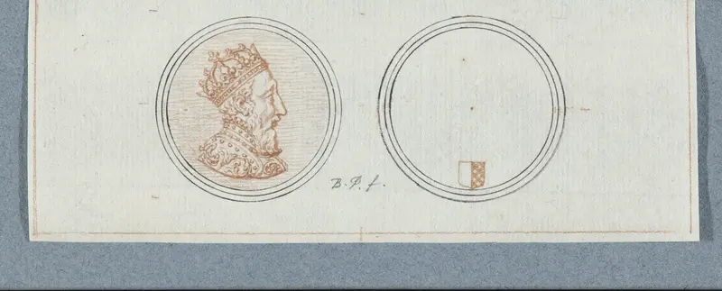 Voor- en achterzijde van een penning met portret van Hendrik II, ter gelegenheid van het beleg van Metz Wall Art by Bernard Picart - High-Resolution Digital Print