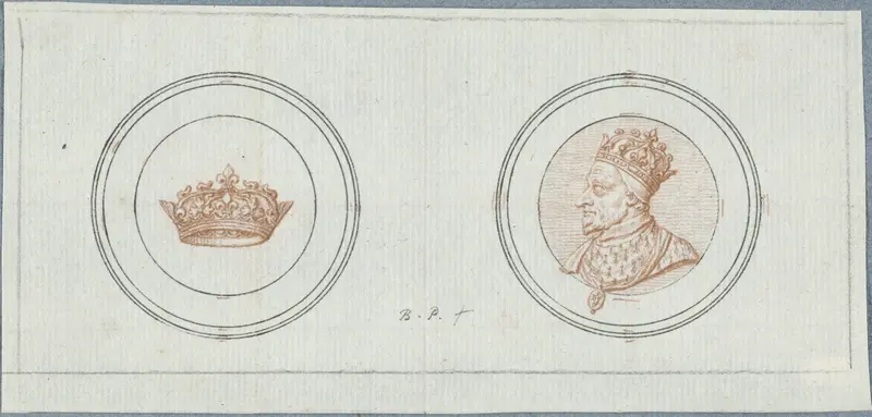 Voor- en achterzijde van een penning met portret van Karel X, koning van Frankrijk Wall Art by Bernard Picart - High-Resolution Digital Print