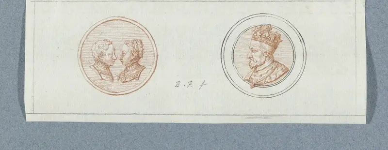 Voor- en achterzijde van een penning met portretten van de dauphins Frans en Maria van Schotland en van Karel IX, koning van Frankrijk Wall Art by Bernard Picart - High-Resolution Digital Print