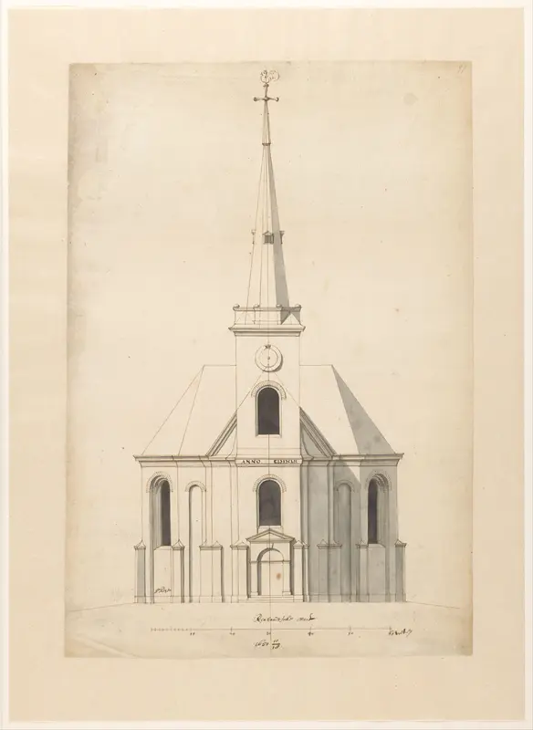 Vooraanzicht van een kerk Wall Art by Unknown - High-Resolution Digital Print