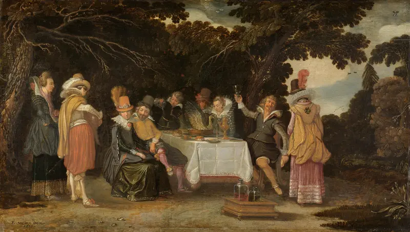 Voornaam gezelschap, dinerend in de buitenlucht Wall Art by Esaias van de Velde - High-Resolution Digital Print