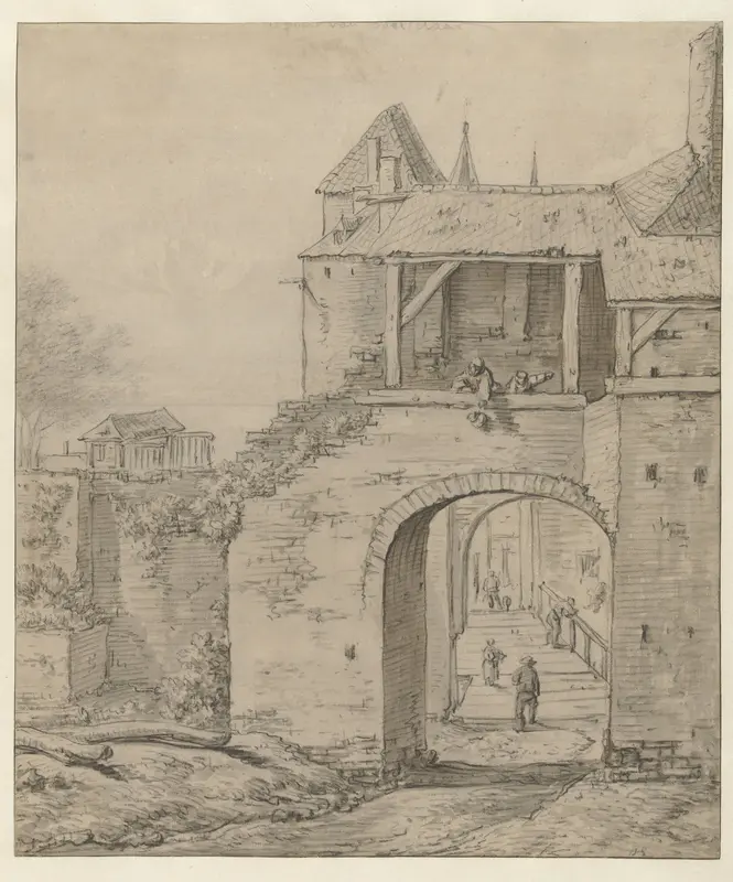 Voorpoort van het kasteel Boetzelaer Wall Art by Herman Saftleven - High-Resolution Digital Print
