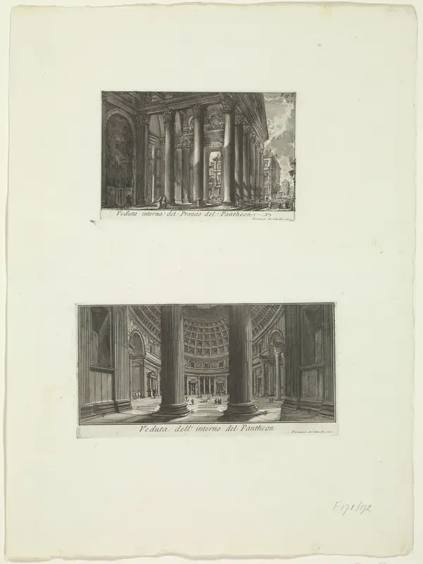 Voorportaal en interieur van het Pantheon te Rome Wall Art by Unknown - High-Resolution Digital Print