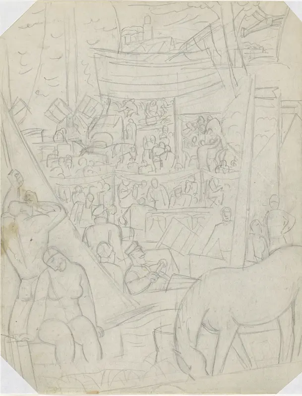 Voorstudie voor 'Feest bij het Heylig Huyzeke', een verloren gegaan olieverfschilderij Wall Art by Leo Gestel - High-Resolution Digital Print