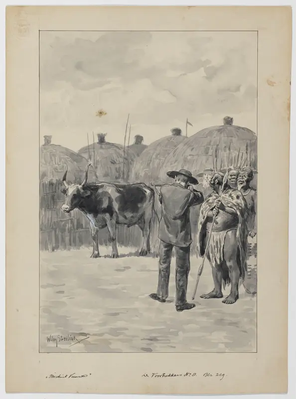 Voortrekker vurend op een stier Wall Art by Unknown - High-Resolution Digital Print