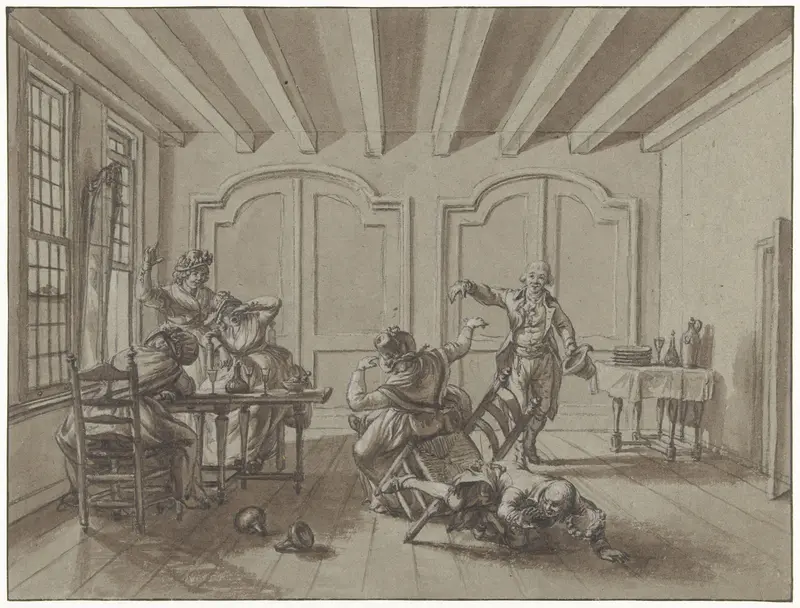 Voorval tijdens een maaltijd van de vriendenkring Wall Art by Jacob Cats (1741-1799) - High-Resolution Digital Print