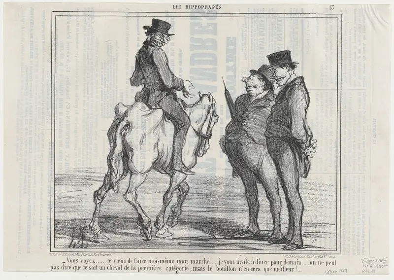 Vous voyez....je viens de faire...mon marché..., from Les Hippophages, published in Le Charivari, January 13, 1857 Wall Art by Honoré Daumier - High-Resolution Digital Print