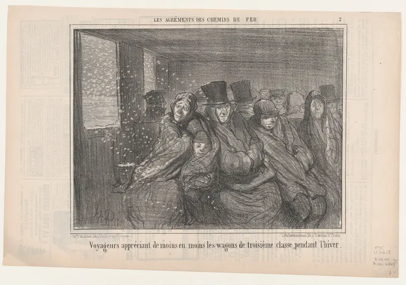 Voyageurs appréciant de moins en moins les..., from Les Agréments des Chemins de Fer, published in Le Charivari, December 25, 1856 Wall Art by Honoré Daumier - High-Resolution Digital Print