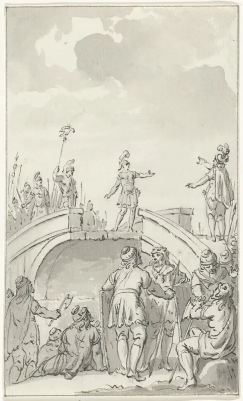 Vredesonderhandelingen tussen Claudius Civilis en Petilius Cerealis op de afgebroken brug, 70 Wall Art by Jacobus Buys - High-Resolution Digital Print