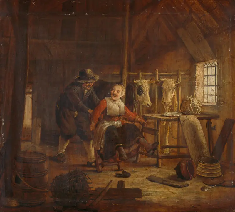 Vrijage in een koestal Wall Art by Govert Dircksz. Camphuysen - High-Resolution Digital Print