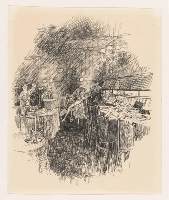 Vrijend paar in café Wall Art by Unknown - High-Resolution Digital Print