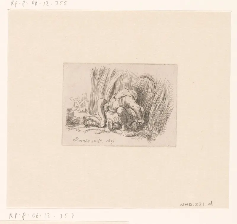 Vrijende monnik in een korenveld Wall Art by anonymous - High-Resolution Digital Print
