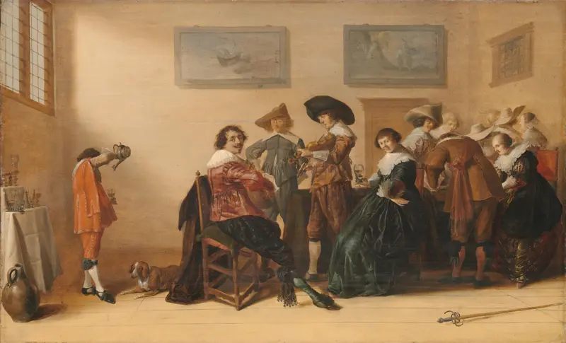 Vrolijk gezelschap in een kamer Wall Art by Unknown - High-Resolution Digital Print
