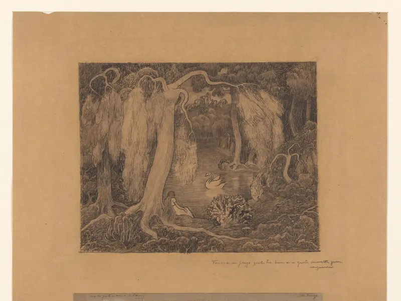 Vrouw aan de rand van een meer Wall Art by Jan Toorop - High-Resolution Digital Print