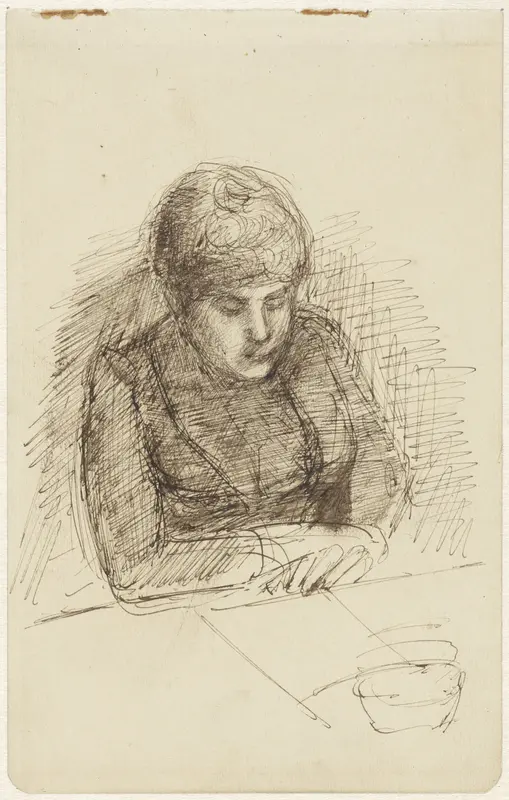 Vrouw aan een tafel