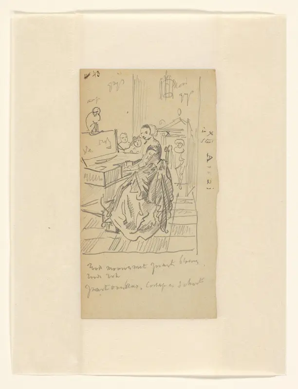 Vrouw aan spinet in interieur Wall Art by Unknown - High-Resolution Digital Print