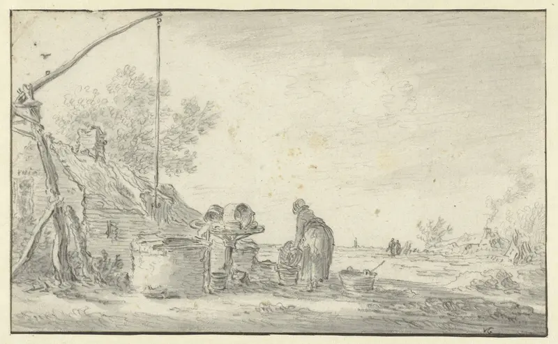 Vrouw bij een waterput Wall Art by Jan van Goyen - High-Resolution Digital Print