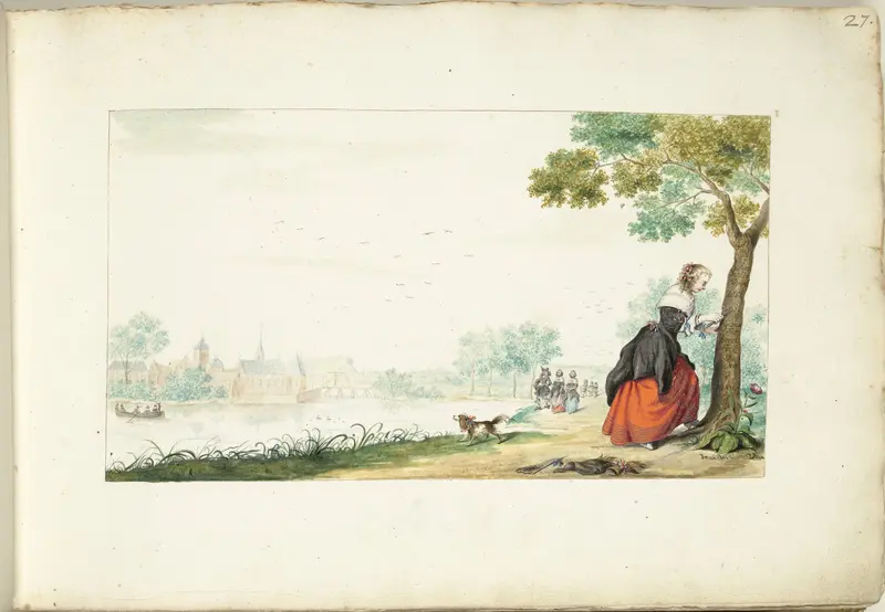 Vrouw die namen in een boom grift Wall Art by Unknown - High-Resolution Digital Print