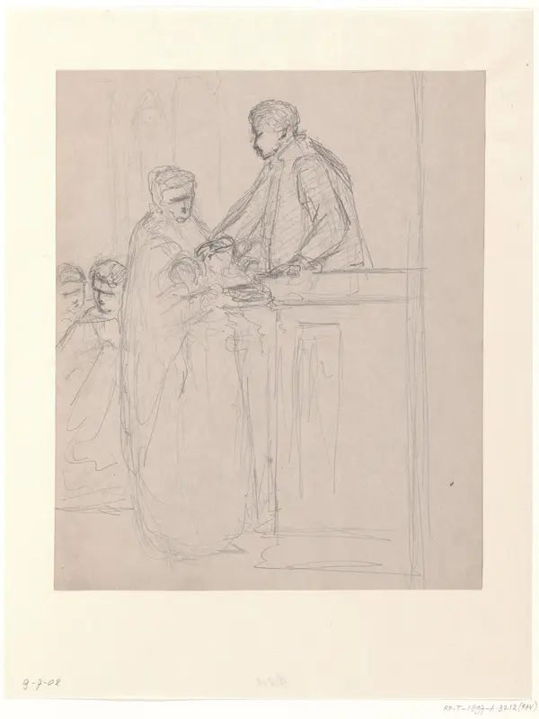 Vrouw houdt kind ten doop Wall Art by Hendrik Valkenburg - High-Resolution Digital Print