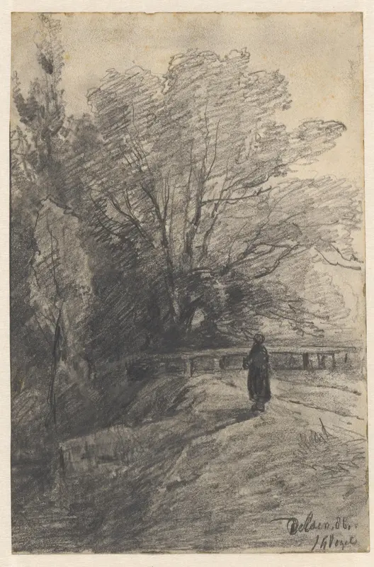 Vrouw in een landschap bij Delden Wall Art by Unknown - High-Resolution Digital Print