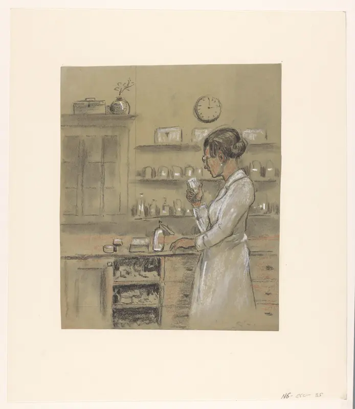 Vrouw in laboratorium Wall Art by Unknown - High-Resolution Digital Print